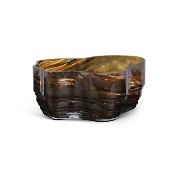Contemporary Tortoise Pattern Brown Glass Bowl For Sale - Image 3 of 3