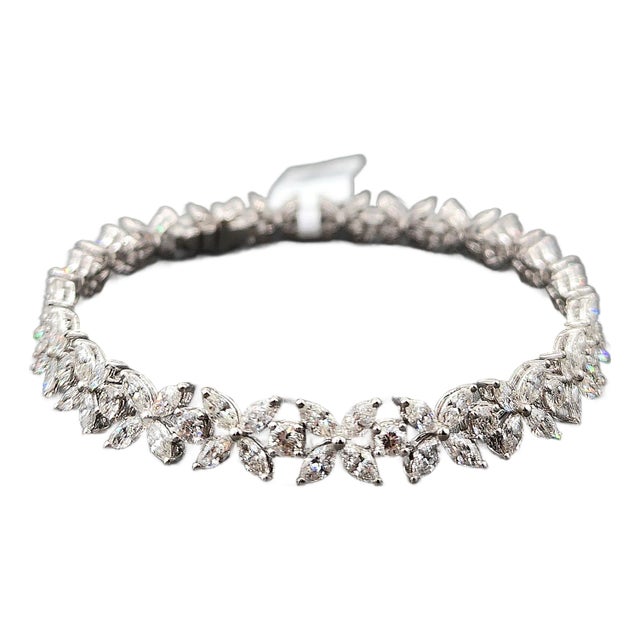 7.67 Ct Marquise & Round Diamond Tennis Bracelet For Sale