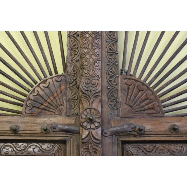 Pair of 19th Century Moroccan Intricate Bronze Detailed Doors For Sale - Image 4 of 12
