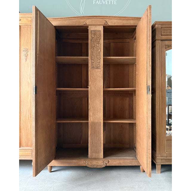 Large Art Nouveau Oak Wardrobe, 1890s For Sale - Image 3 of 12