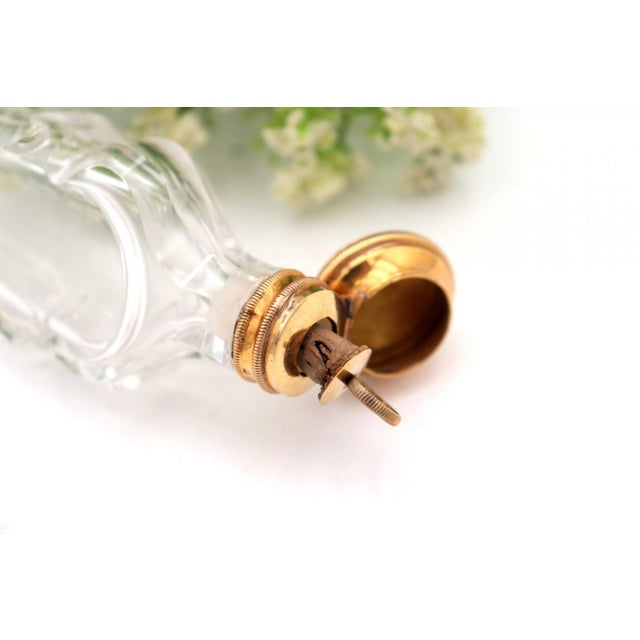 Glass Perfume Bottle with Gold Lid For Sale - Image 3 of 6