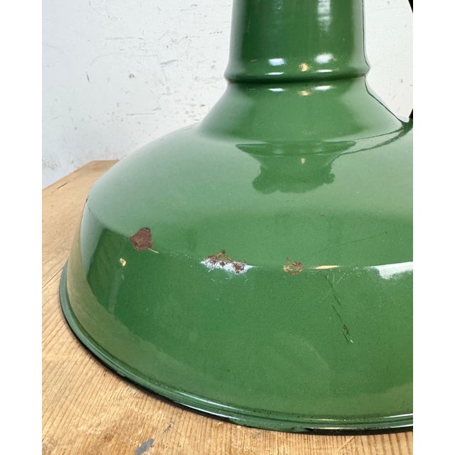 Industrial Green Enamel Factory Pendant Lamp, 1960s For Sale - Image 16 of 18