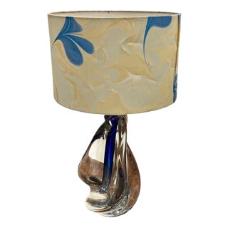 Blue Curved Lamp from Val Saint Lambert, 1960s For Sale