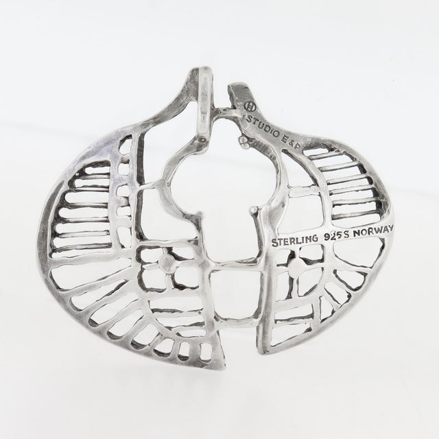 Vintage Studio Else & Paul Scandanavian Modern Sterling Silver Necklace Pendant For Sale In Philadelphia - Image 6 of 12
