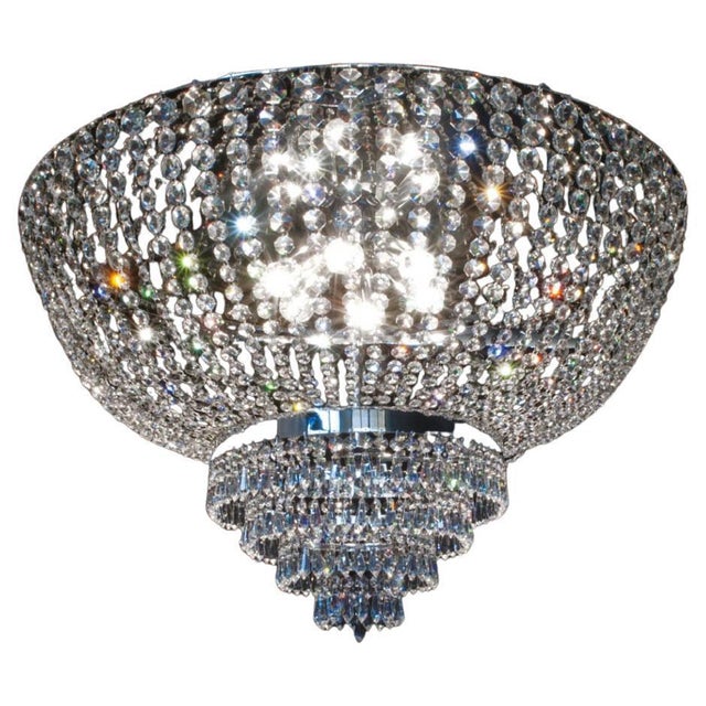 Glass Allure Six Lights Flush Mount in Polished Chrome and Crystal by Aggiolight For Sale - Image 7 of 7