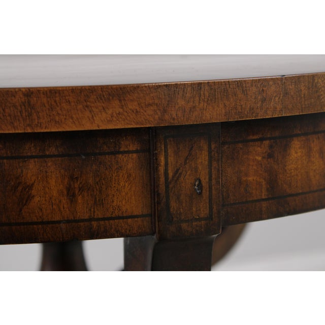 Wood Maitland Smith Round Mahogany Pedestal Lamp Table For Sale - Image 7 of 16