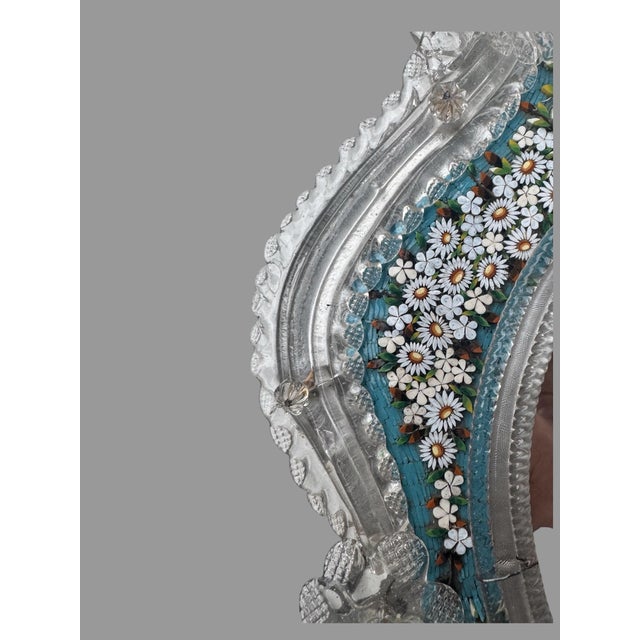 Antique Pauly & C Venezia Venetian Glass Micromosaic Floral Vanity Mirror For Sale - Image 12 of 12
