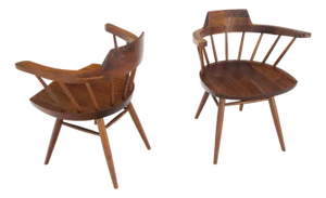 Pair of George Nakashima Captain's Dining Chairs in Walnut