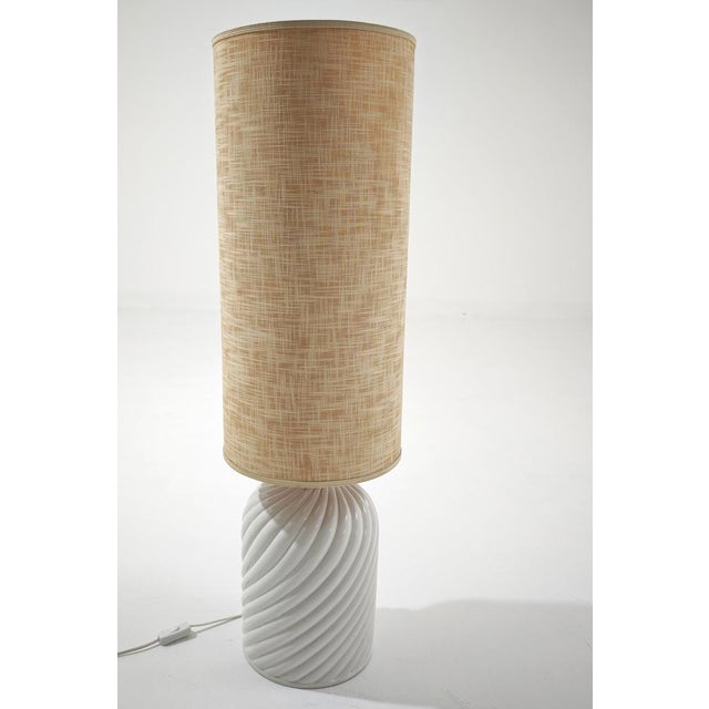 Textile Large White Ceramic Table Lamp, Italy, 1970s For Sale - Image 7 of 16