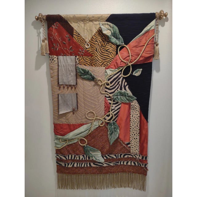 Vintage Mixed-Media Textile Tapestry "Midnight in the Garden of Scheherazade" — Large Format, One of a Kind For Sale - Image 12 of 12