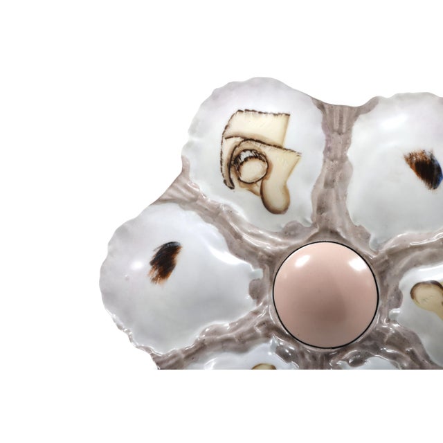 Ceramic Vintage Haviland Limoges Hand Painted Marine Themed Oyster Plate For Sale - Image 7 of 9