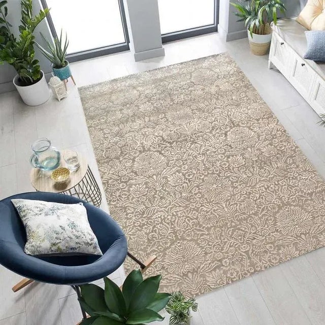 Traditional 2020s Pasargad Tan Damask Tabriz Silk and Wool For Sale - Image 3 of 4