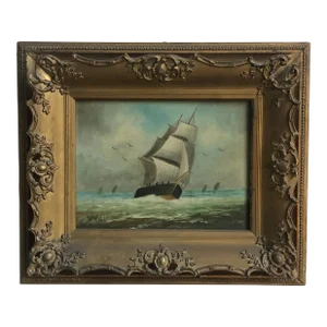 Late-19th Century British School Oil-On-Canvas Maritime Seascape, Framed
