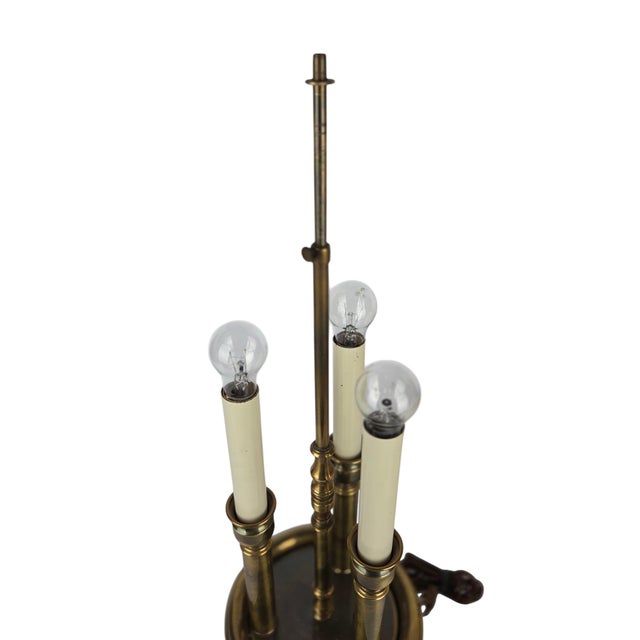 Vintage Brass Bouillotte Lamp With Drum Shade For Sale - Image 9 of 14