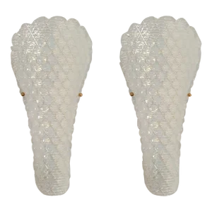 Pair of Opaline Murano Glass Sconces 1970s, Mid Century Modern