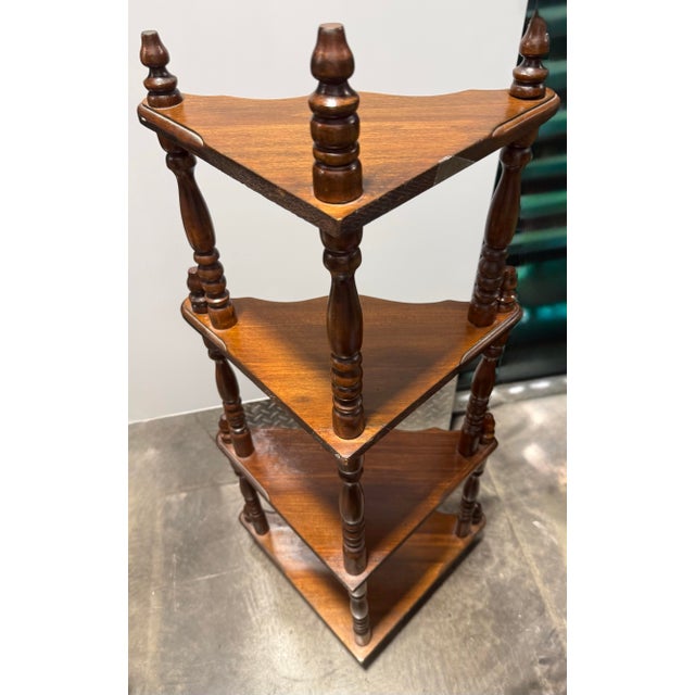 Mid-Century Modern Vintage Wood Corner Stand For Sale - Image 3 of 6