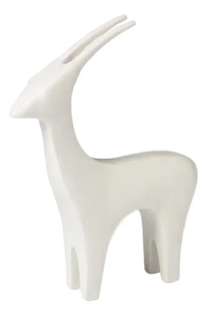 Minimalist Matte White Antelope Sculpture – Modern Ceramic Decorative Object