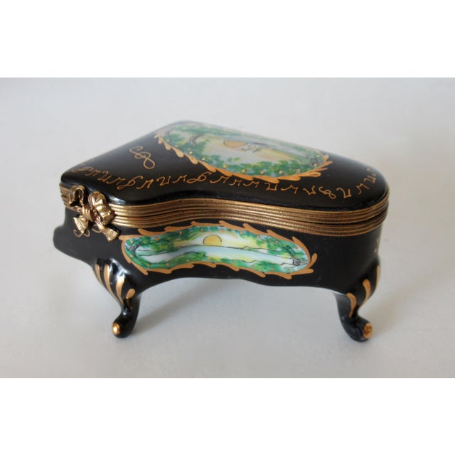 Limoges, France Limoges, France Rochard, Hand-Painted Baby Grand Piano Enameled Porcelain Trinket Box For Sale - Image 4 of 14