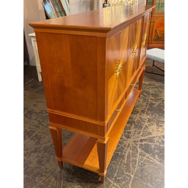 Vintage Italian Art Deco Design Bookmatched Cherrywood Cabinet For Sale In Dallas - Image 6 of 7