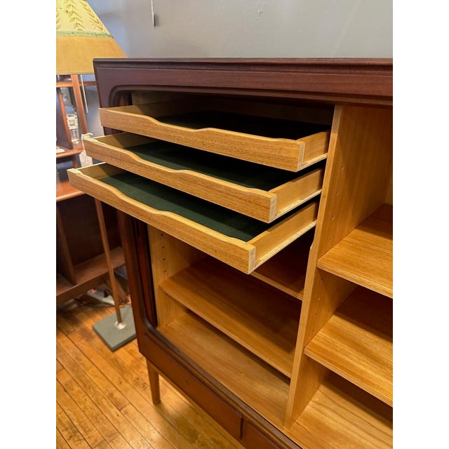 Danish Teak & Beech Highboard W/Tambour Door For Sale - Image 9 of 15