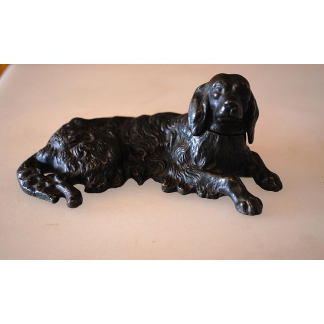 Vintage Cast Iron Spaniel/Retriever Dog Paperweight For Sale - Image 4 of 4