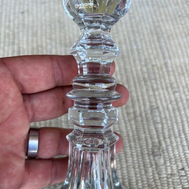 A Nice Antique American Pressed Flint Glass Candlestick, Circa 1850's For Sale - Image 4 of 10