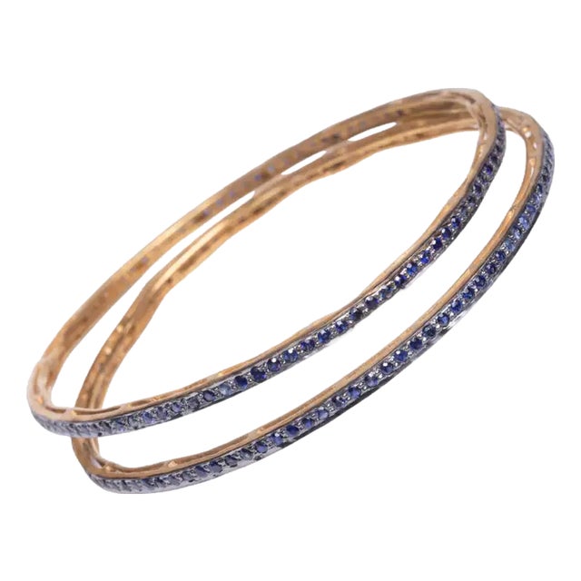 1990s 18k Gold Vermeil Sapphire Bangles For Sale
