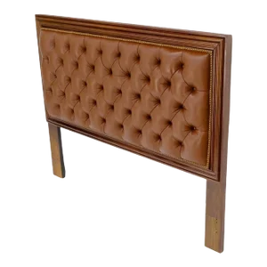 Brown Tan Leather Tufted Custom Full Size Headboard Bed