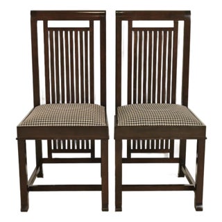 Frank Lloyd Wright for Cassina Arts & Crafts Dark Cherry Wood Side Chairs or Dining Chairs, Pair For Sale