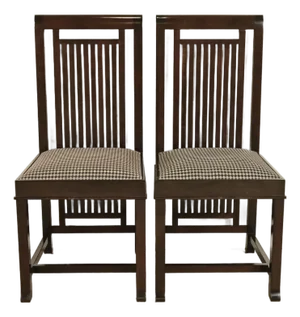 Frank Lloyd Wright for Cassina Arts & Crafts Dark Cherry Wood Side Chairs or Dining Chairs, Pair