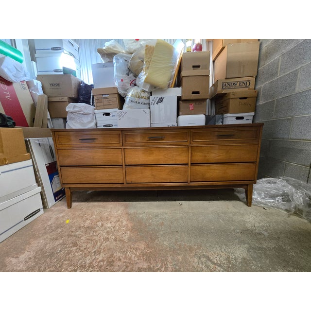 1960s Walnut Mid Century Modern Dresser Attributed to Dixie Furniture Co For Sale - Image 10 of 12