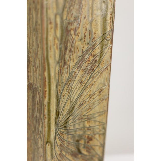 Brutalist-Style Stoneware Vase with Plant Decoration, 1970s For Sale - Image 4 of 8