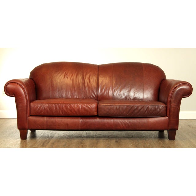 Broyhill Chestnut Brown Leather Sofa Chairish