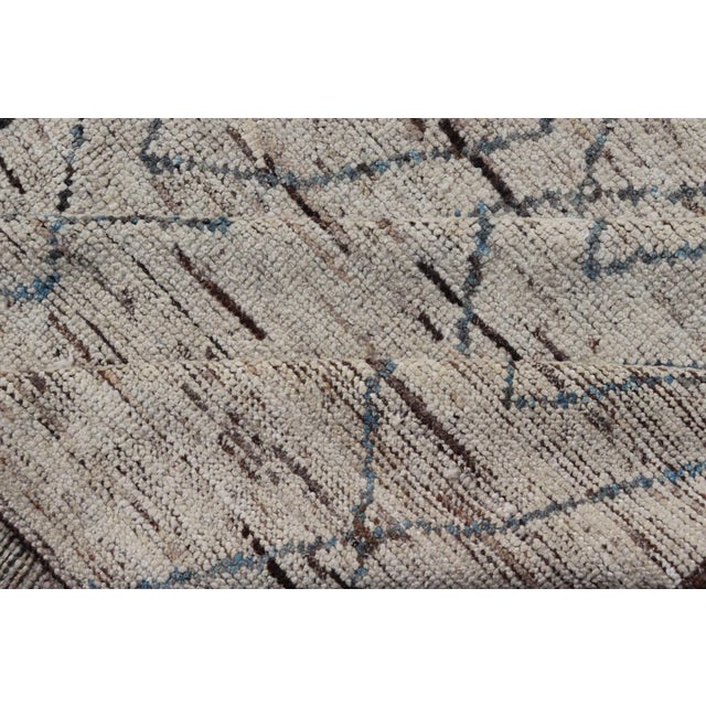 Modern Moroccan Rug by Keivan Woven Arts in Cream and Blue For Sale - Image 10 of 11