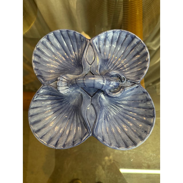 Nautical Blue Lobster Motif Oysters Serving Dish For Sale - Image 3 of 3