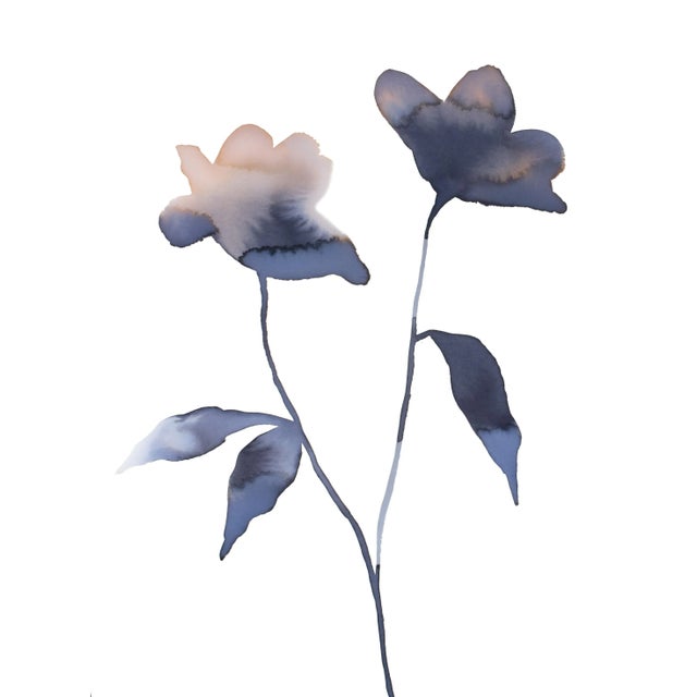 "Floral No. 21" Contemporary Original Botanical Flower Watercolor Painting by Elizabeth Becker For Sale