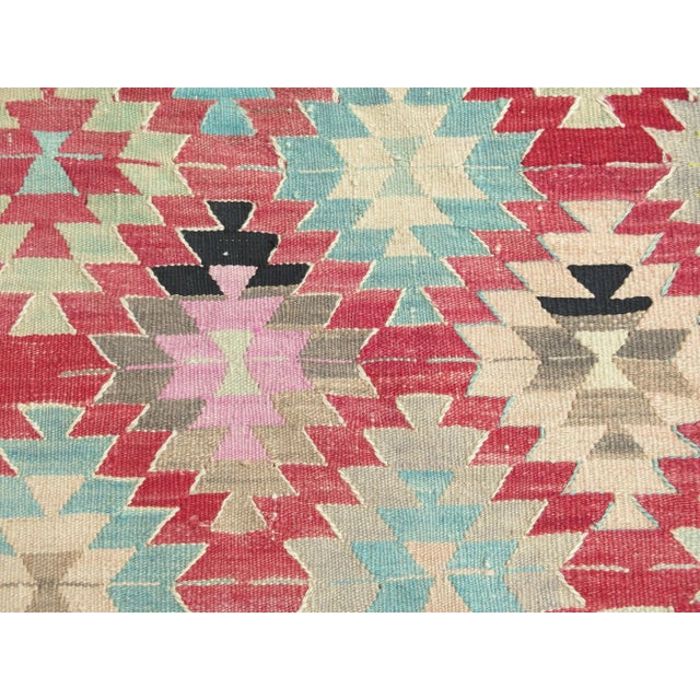 Textile Mid 20th Century Vintage Turkish Kilim Wool Area Rug Boho Rug For Sale - Image 7 of 11