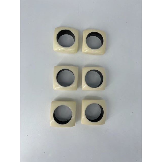 Contemporary Set of 6 Bone Colored Napkin Rings For Sale - Image 3 of 5