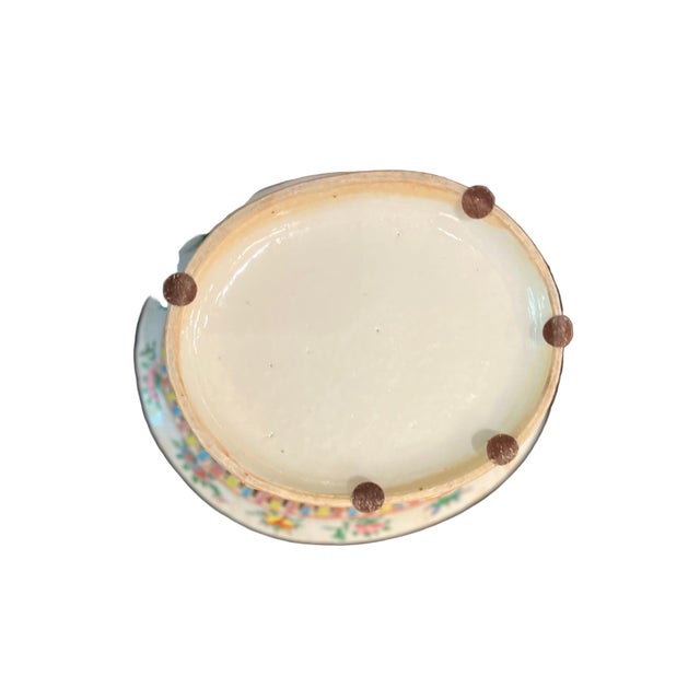 Reticulated Antique Rose Medallion Porcelain Bowl and Plate For Sale - Image 4 of 4