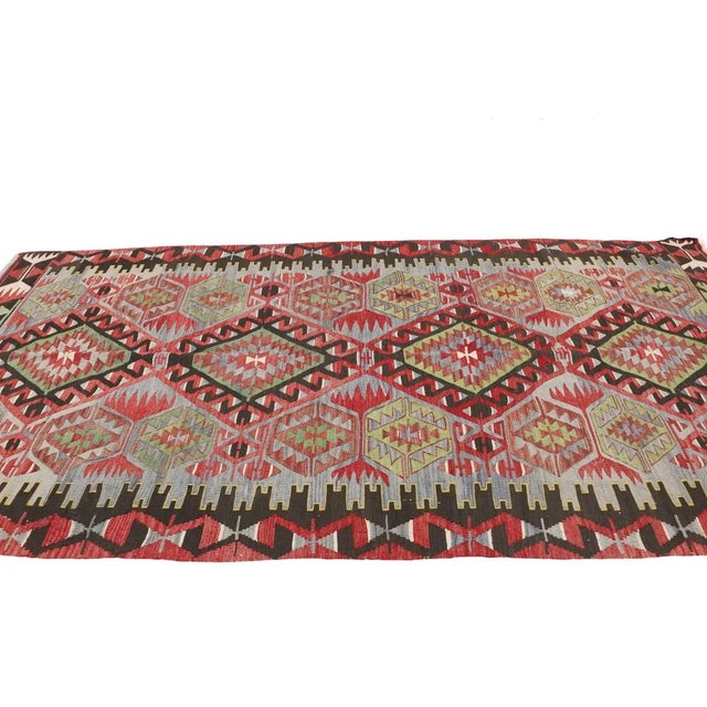 Mid 20th Century Vintage One of a Kind Turkish Kilim Rug For Sale - Image 4 of 7