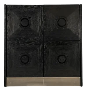 Brutalist Highboard in Stained Oak and Brushed Steel, Belgium, 1970s