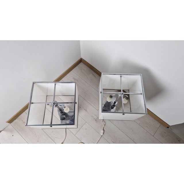 Vintage Table Lamps with Chromed Metal Frame, 1970s, Set of 2 For Sale - Image 6 of 17