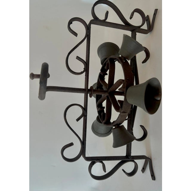 Wrought Iron Door Bell with Hand Rotating Bells For Sale - Image 4 of 6