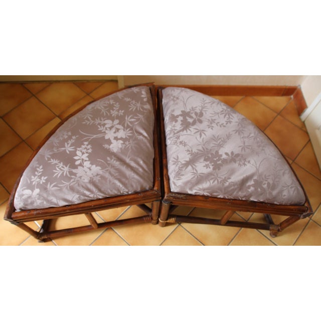 Brown Set of Rattan Benches with Cushions, 1960s For Sale - Image 8 of 17