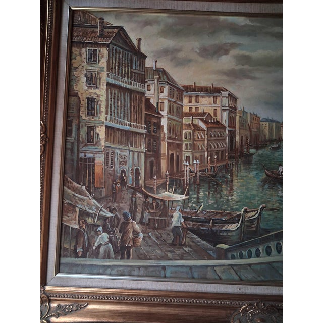 Italian Mid-20th Century Venetian Canal Landscape Oil Painting Signed R. Millano For Sale - Image 3 of 8