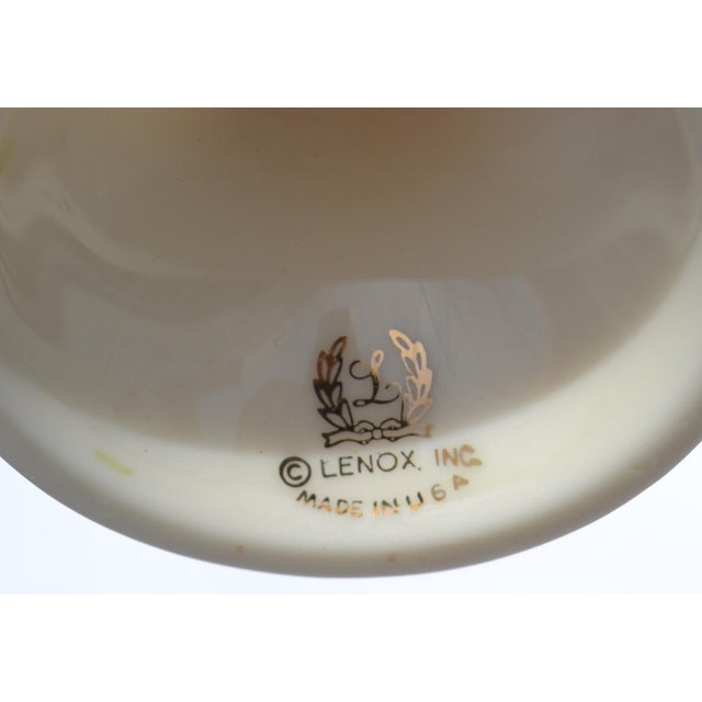 1960s Set of 4 Lenox Cream Ceramic Lighter Cigarette Holder Two Ashtrays Gold Trim For Sale - Image 11 of 14