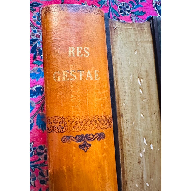 Brown Vintage Italian Tooled Leather Stacked Book Side Table For Sale - Image 8 of 17