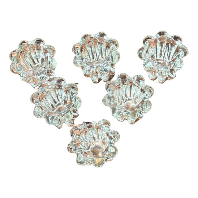 Mid-Century Modern French Glass Candleholders, 1970s, Set of 6 For Sale