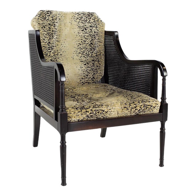 Swaim Mid Century Ebonized Cane Lounge Chair For Sale