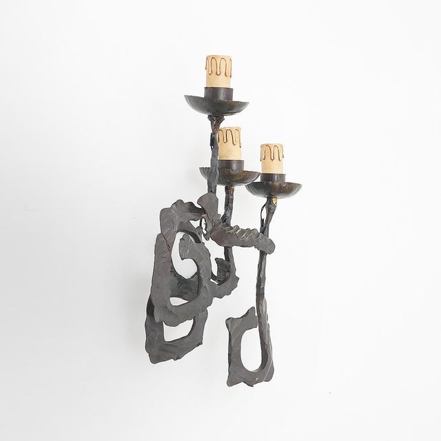1960s Brutalist Wrought Iron Wall Lamps, 1960s, Set of 2 For Sale - Image 5 of 15